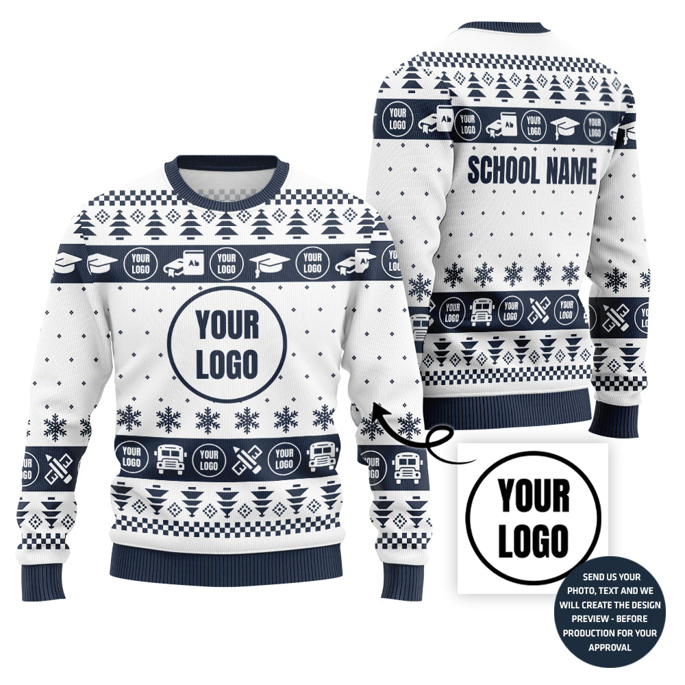 Simple Custom Logo Ugly Christmas Sweater For School