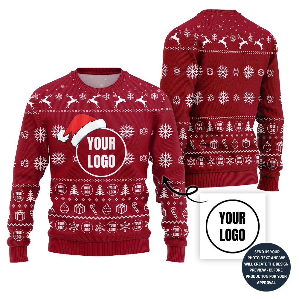 Simple Custom Logo With Santa Hat Sweater