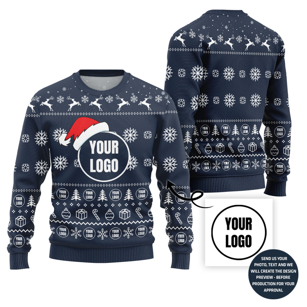 Simple Custom Logo With Santa Hat Sweater
