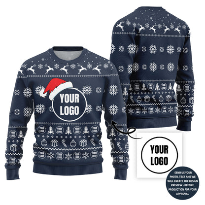 Simple Custom Logo With Santa Hat Sweater