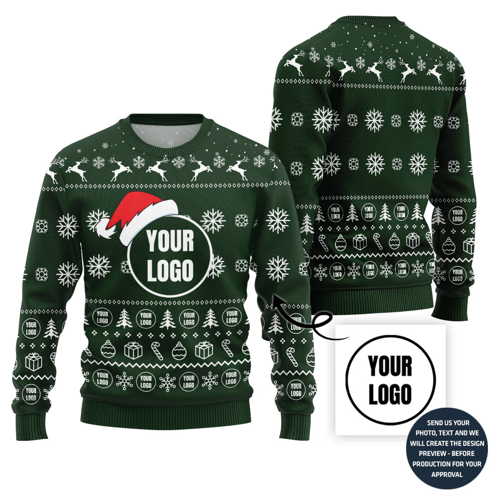 Simple Custom Logo With Santa Hat Sweater