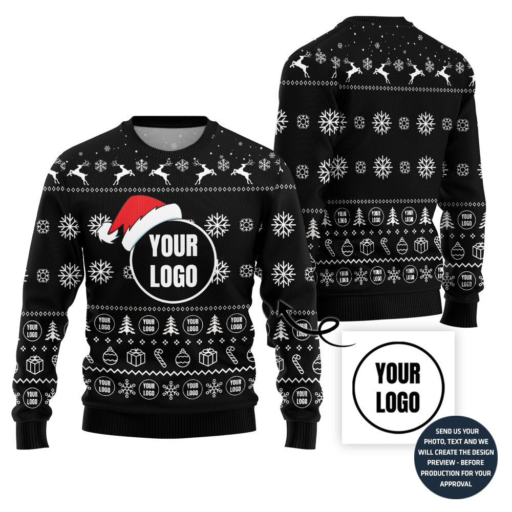 Simple Custom Logo With Santa Hat Sweater