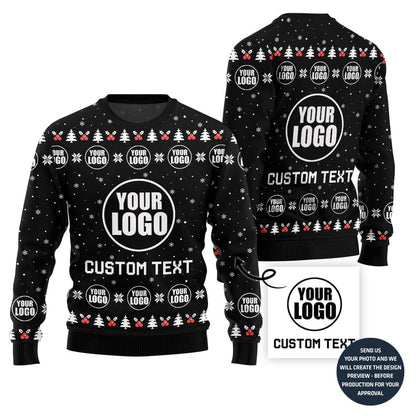 Simple Custom Logo and Text Ugly Xmas Sweater For Company
