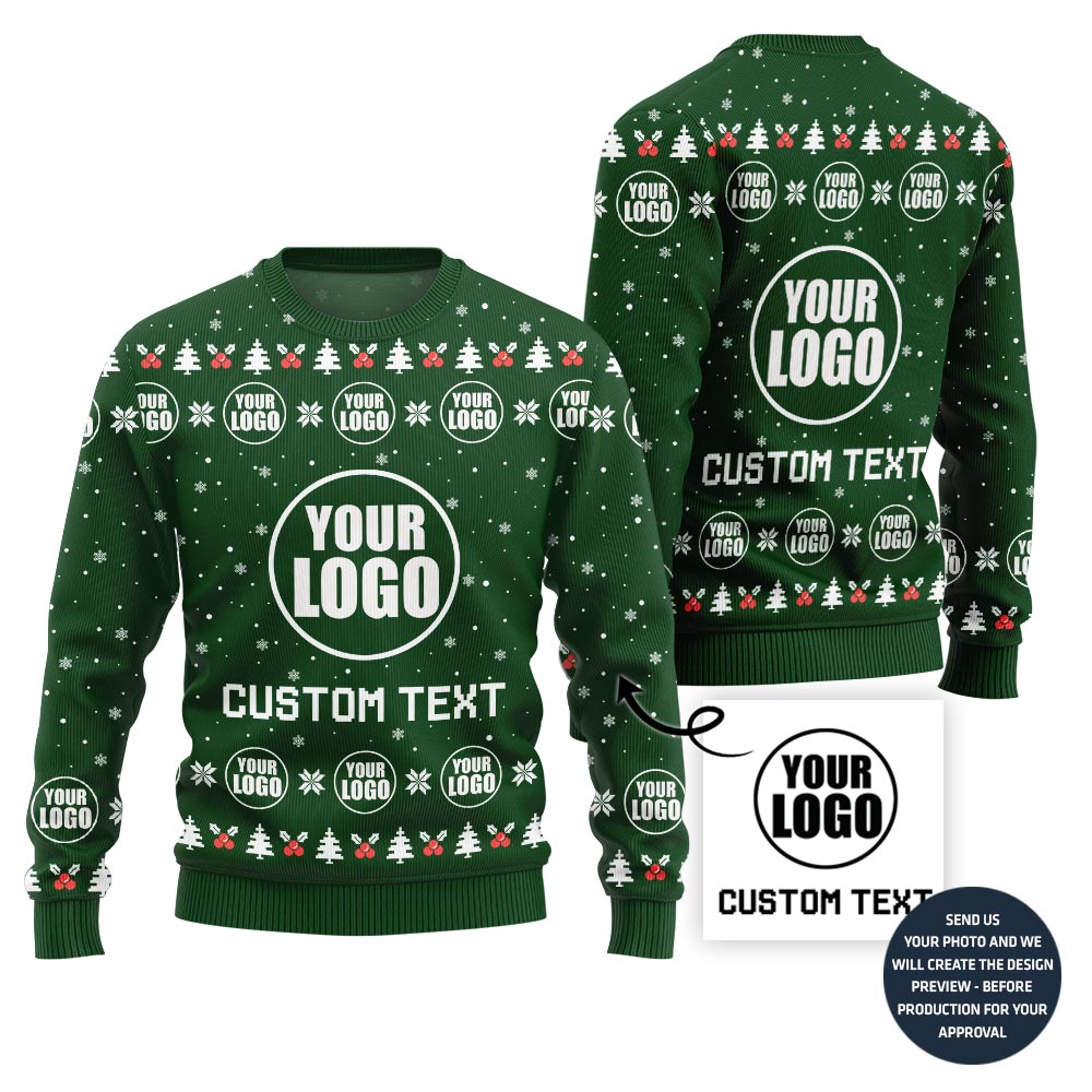 Simple Custom Logo and Text Ugly Xmas Sweater For Company