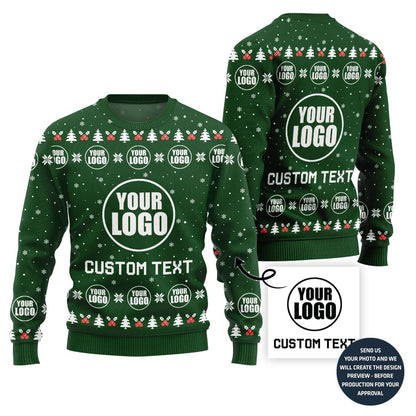 Simple Custom Logo and Text Ugly Xmas Sweater For Company