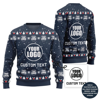 Simple Custom Logo and Text Ugly Xmas Sweater For Company