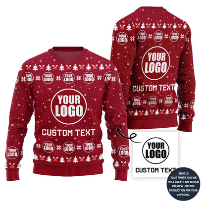 Simple Custom Logo and Text Ugly Xmas Sweater For Company