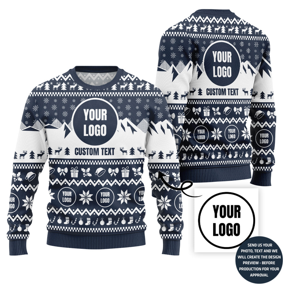 Simple Mountain Custom Ugly Christmas Sweater For Company