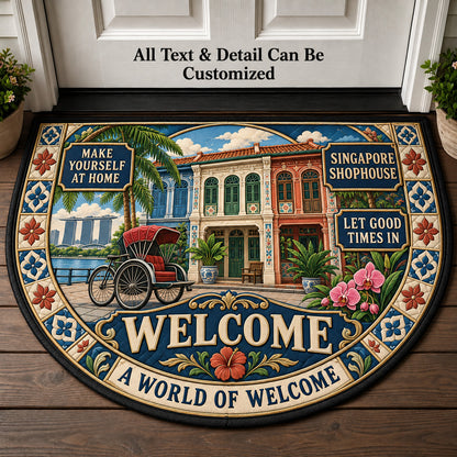 Singapore Shophouse Personalized Half Round Mat | 5To9Vibe