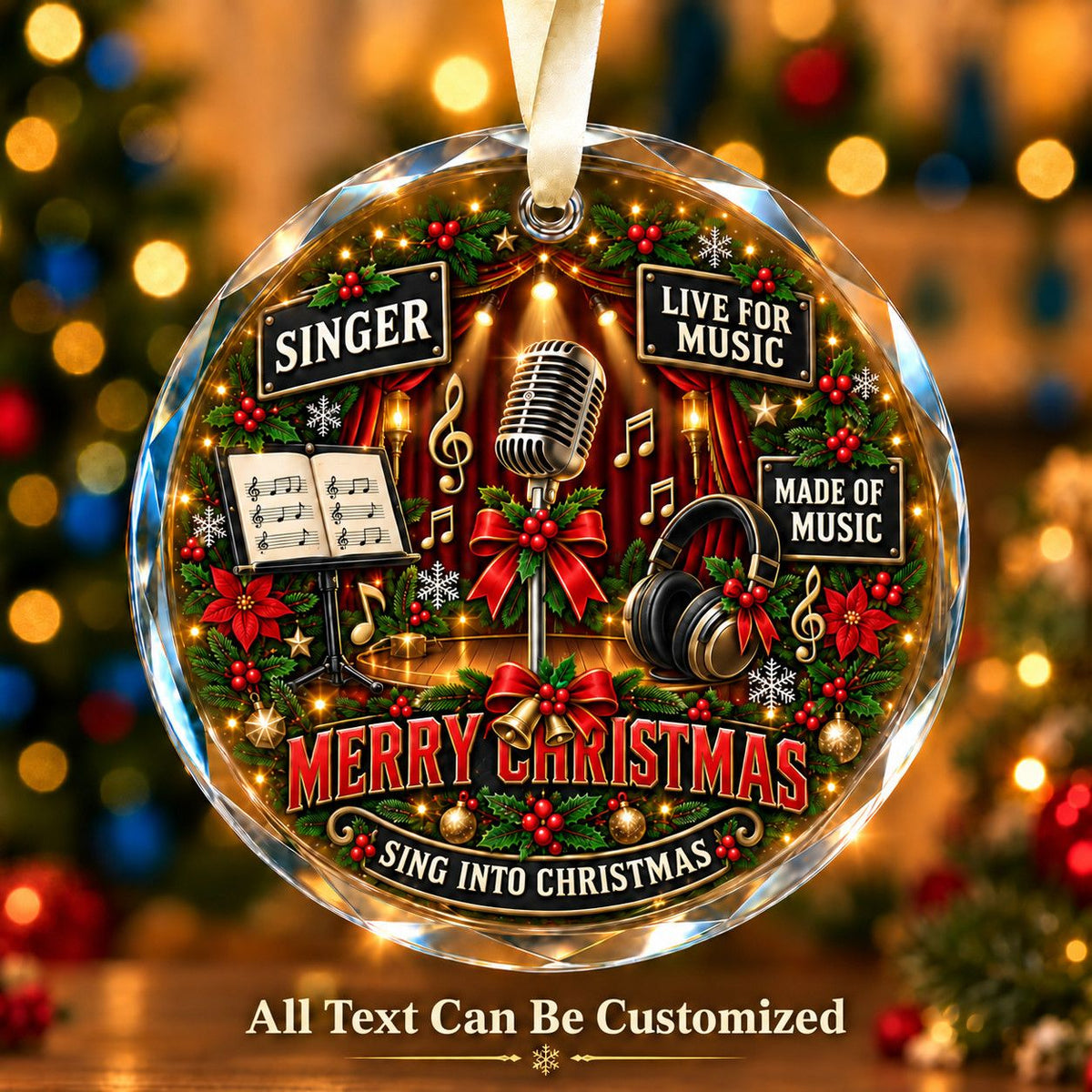 Singer Personalized Glass Ornament | 5To9Vibe
