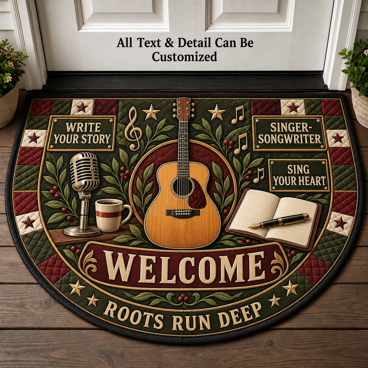 Singer-Songwriter Personalized Half Round Mat | 5To9Vibe