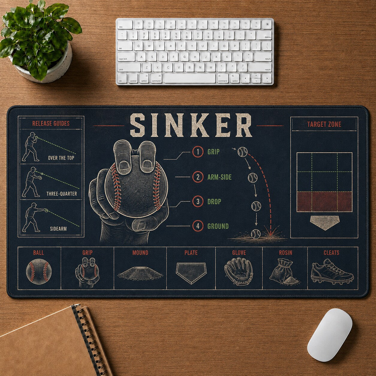 Sinker Baseball Blueprint Desk Mat | 5To9Vibe