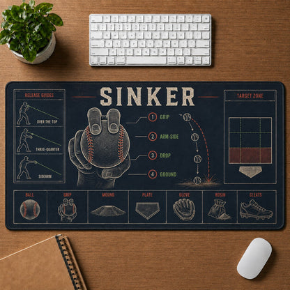 Sinker Baseball Blueprint Desk Mat | 5To9Vibe