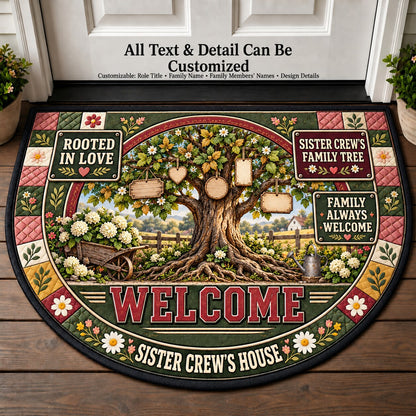 Sister Crew's Family Tree Personalized Half Round Mat | 5To9Vibe