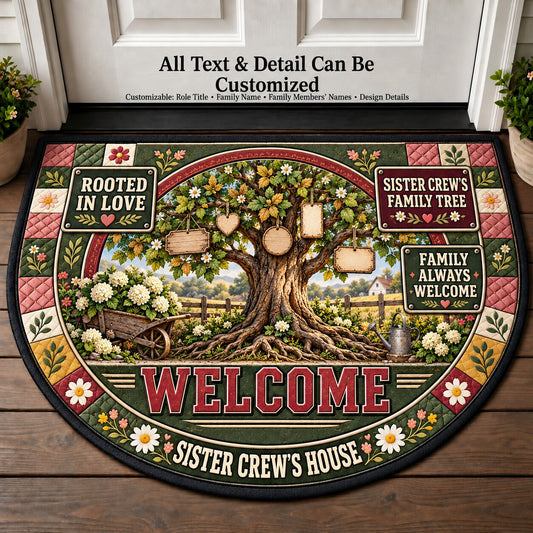 Sister Crew's Family Tree Personalized Half Round Mat | 5To9Vibe