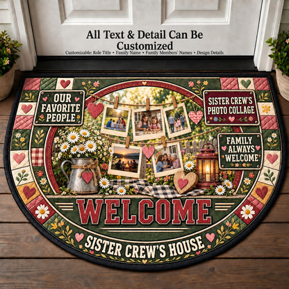Sister Crew's Photo Collage Personalized Half Round Mat | 5To9Vibe