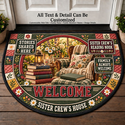 Sister Crew's Reading Nook Personalized Half Round Mat | 5To9Vibe