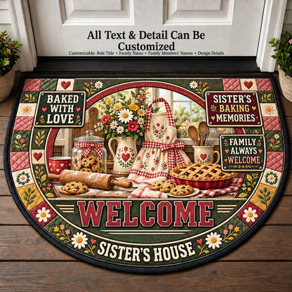 Sister's Baking Memories Personalized Half Round Mat | 5To9Vibe