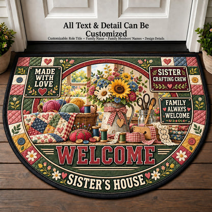 Sister's Crafting Crew Personalized Half Round Mat | 5To9Vibe