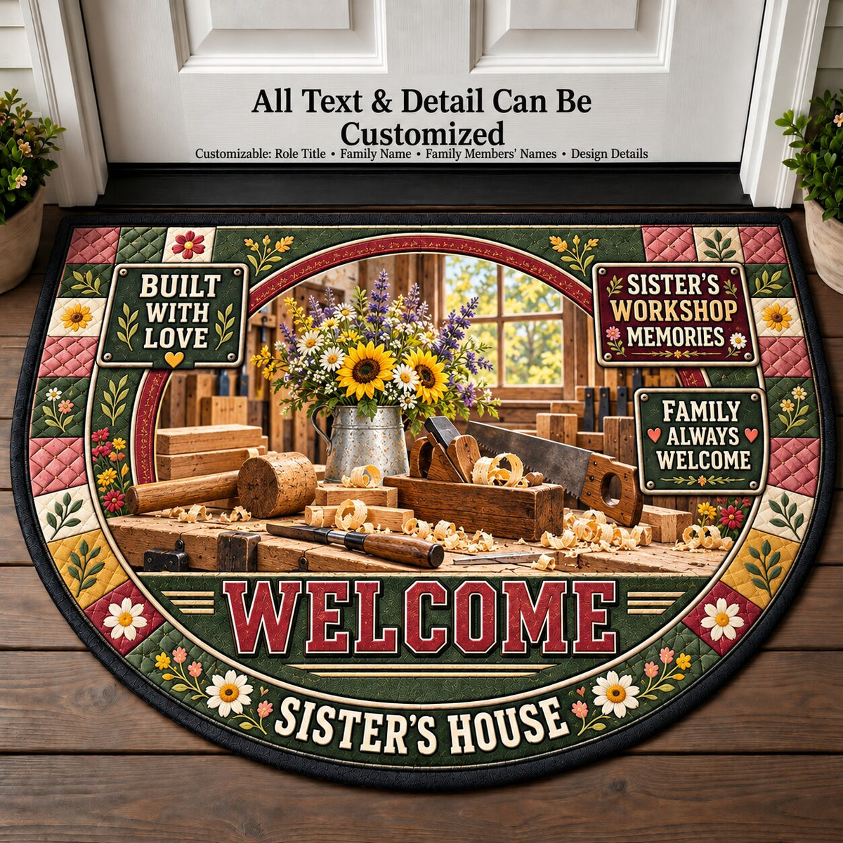 Sister's Workshop Memories Personalized Half Round Mat | 5To9Vibe