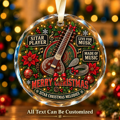 Sitar Player Personalized Glass Ornament | 5To9Vibe