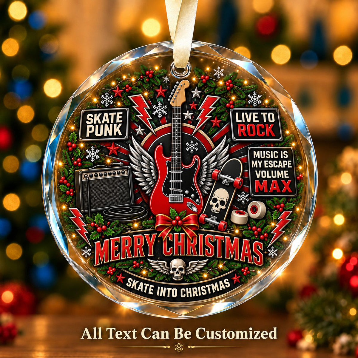 Skate Punk Personalized Glass Ornament | 5To9Vibe