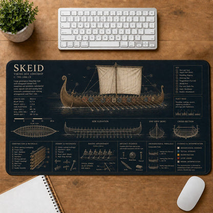 Skeid Viking Ship Viking History and Culture Guide Desk Mat | 5To9Vibe