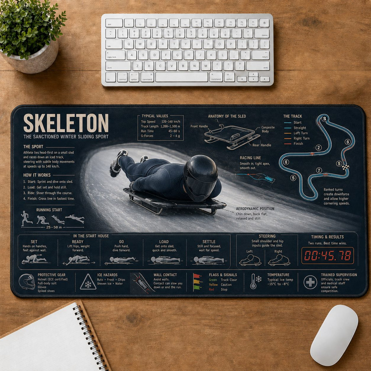 Skeleton Sport Sports Visual Guide Desk Mat | 5To9Vibe