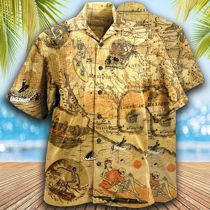 Surfing Skeleton Vintage - Hawaiian Shirt 