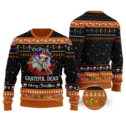 Skellington Grateful Dead Ugly Christmas Sweater Black