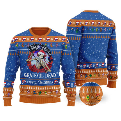 Skellington Grateful Dead Ugly Christmas Sweater Royal