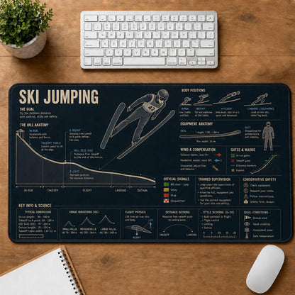 Ski Jumping Sports Visual Guide Desk Mat | 5To9Vibe
