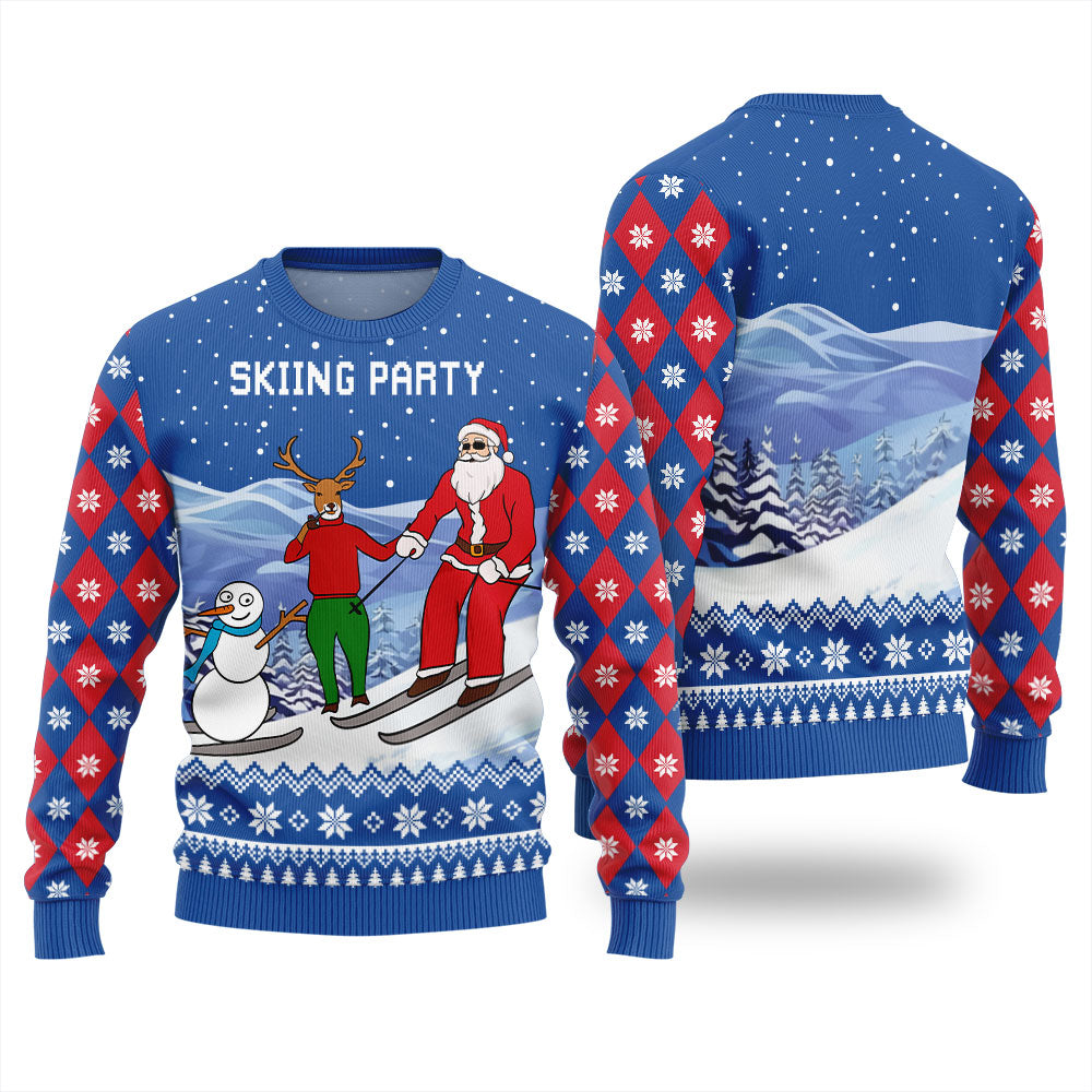 Skiing Party Ugly Christmas Sweater For Women