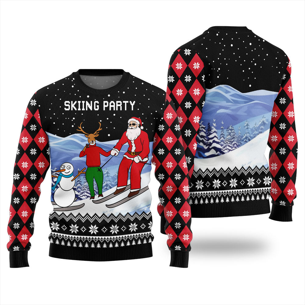 Skiing Party Ugly Christmas Sweater For Unisex
