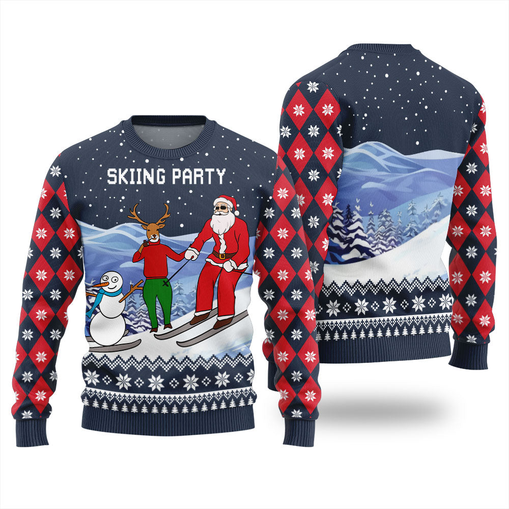 Skiing Party Ugly Christmas Sweater For Women