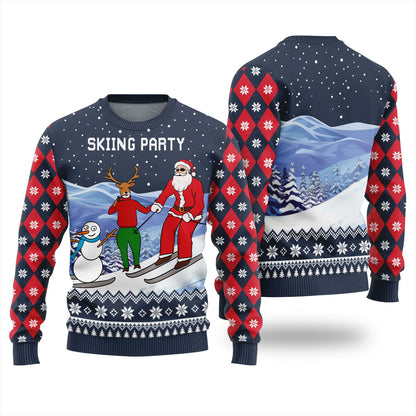 Skiing Party Ugly Christmas Sweater For Women