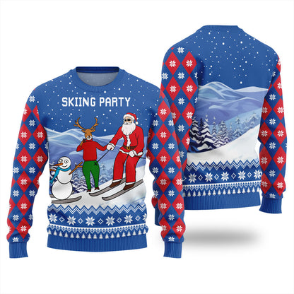Skiing Party Ugly Christmas Sweater For Women