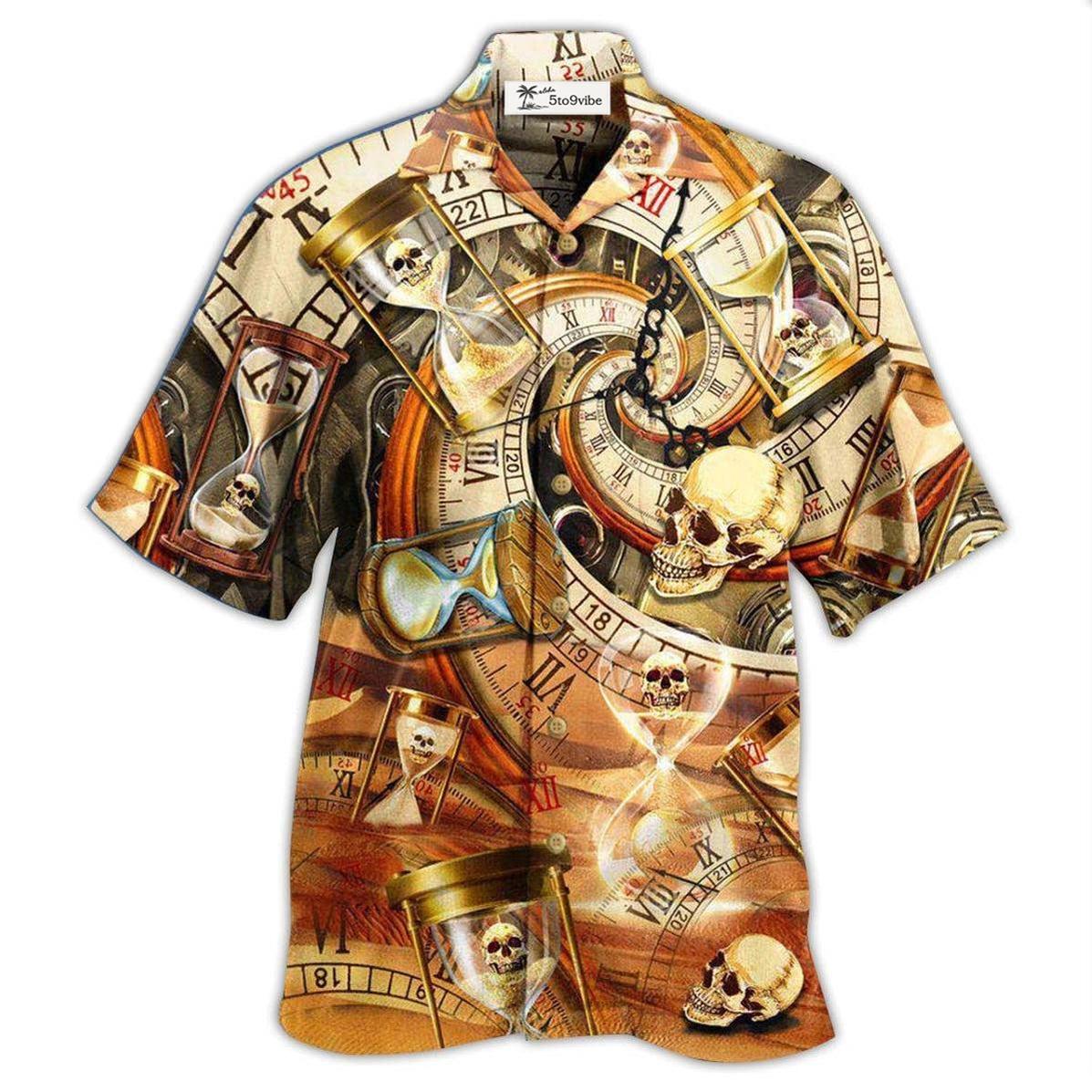 Hawaiian Shirt / Adults / S Skull All Knows Value Of Time - Hawaiian Shirt 
