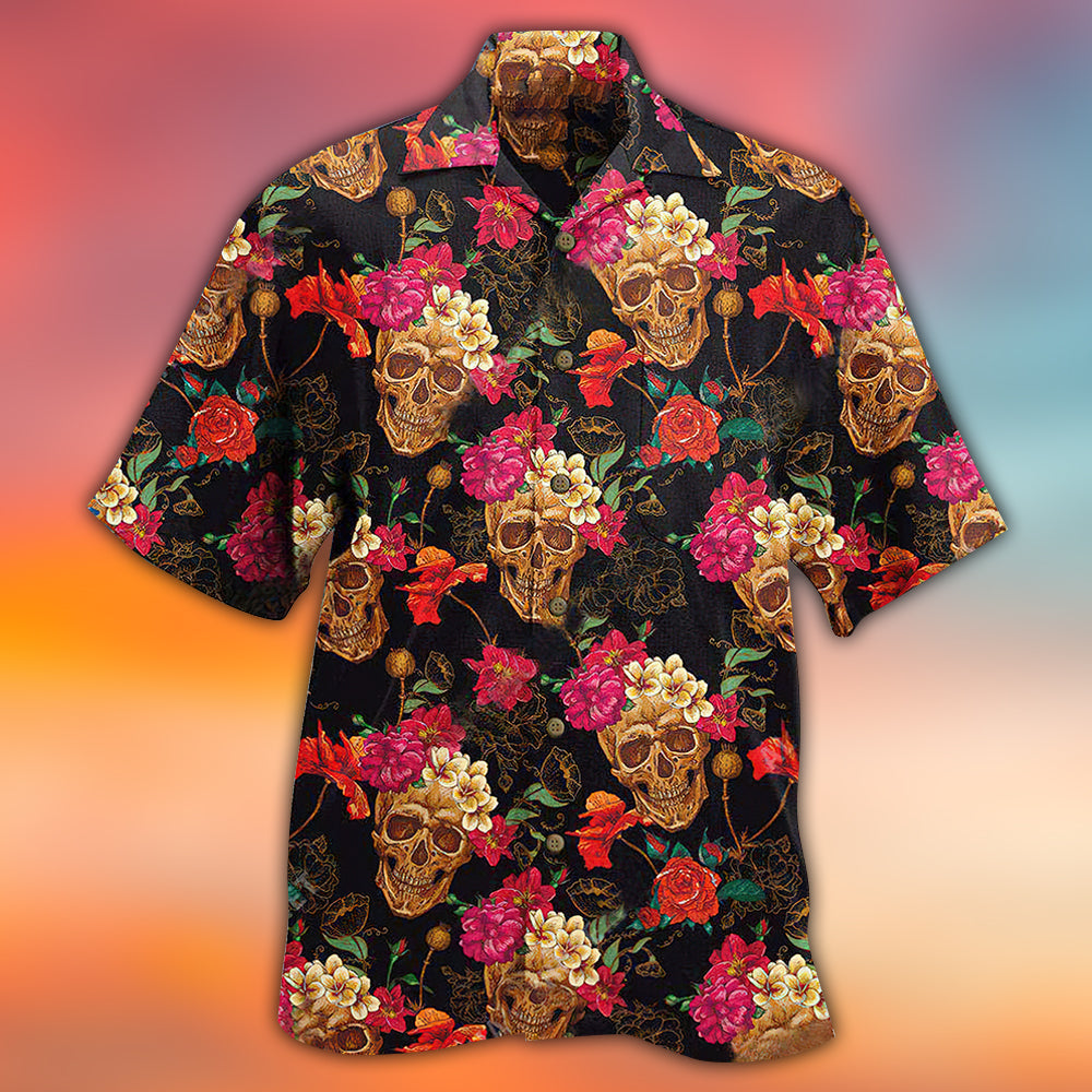 Skull Amazing Flowers Sugar - Hawaiian Shirt 