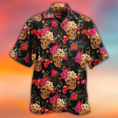 Skull Amazing Flowers Sugar - Hawaiian Shirt 
