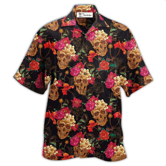 Hawaiian Shirt / Adults / S Skull Amazing Flowers Sugar - Hawaiian Shirt 