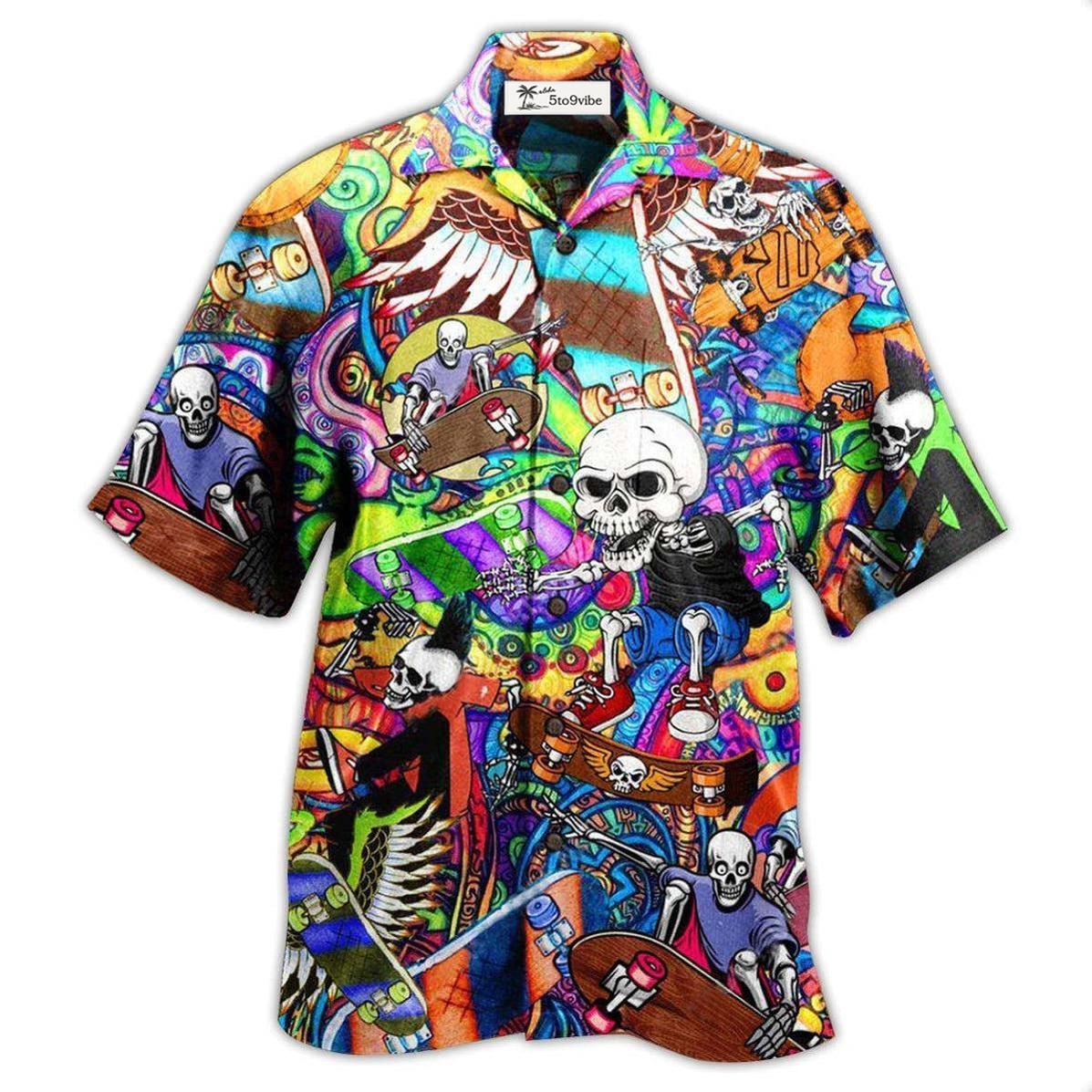 Hawaiian Shirt / Adults / S Skull Amazing Skateboarding - Hawaiian Shirt 