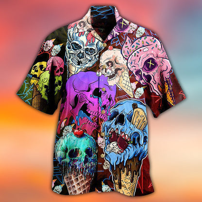 Skull And Ice Cream - Hawaiian Shirt 