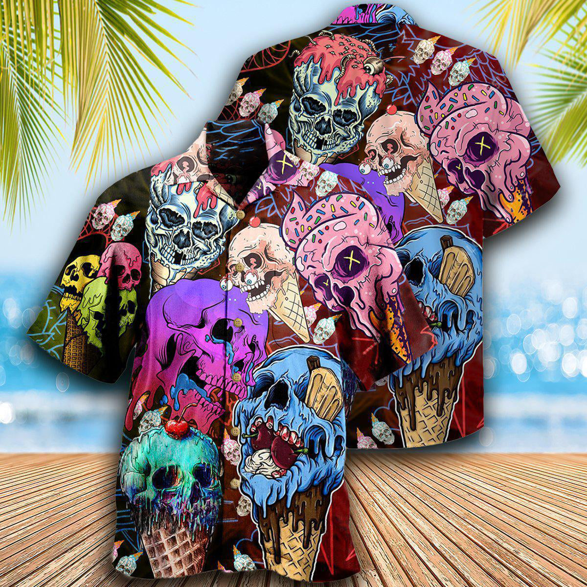 Skull And Ice Cream - Hawaiian Shirt 