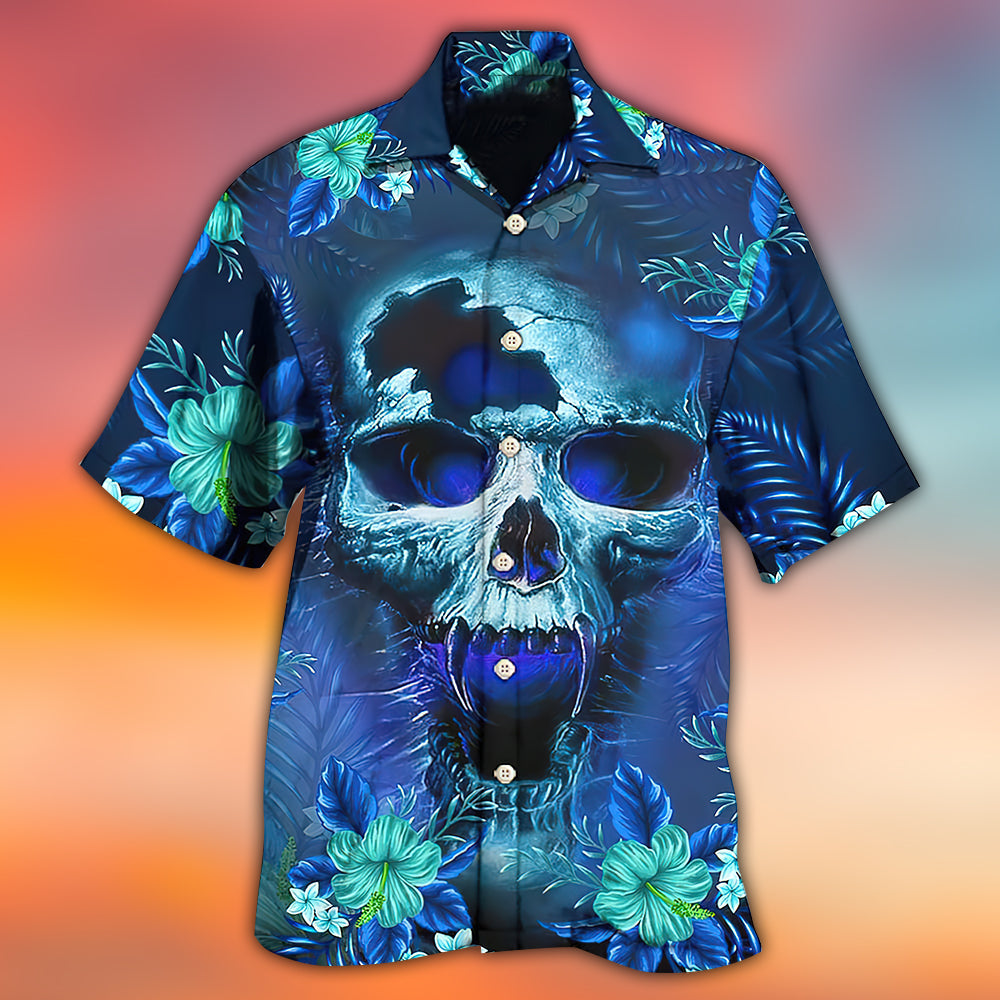 Skull Blue Hello Summer Style - Hawaiian Shirt 