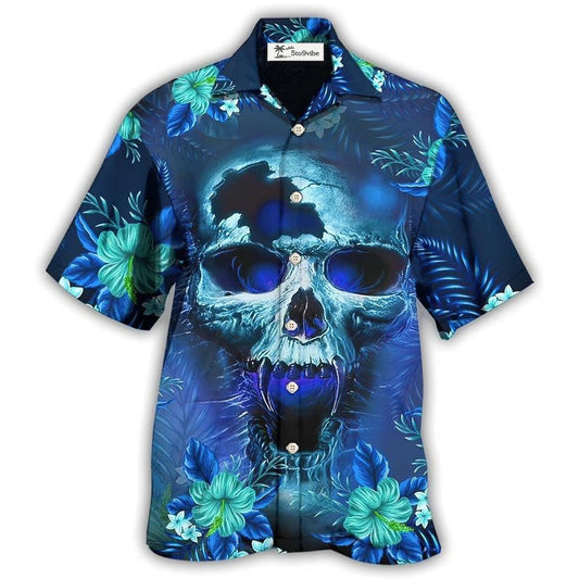 Hawaiian Shirt / Adults / S Skull Blue Hello Summer Style - Hawaiian Shirt 