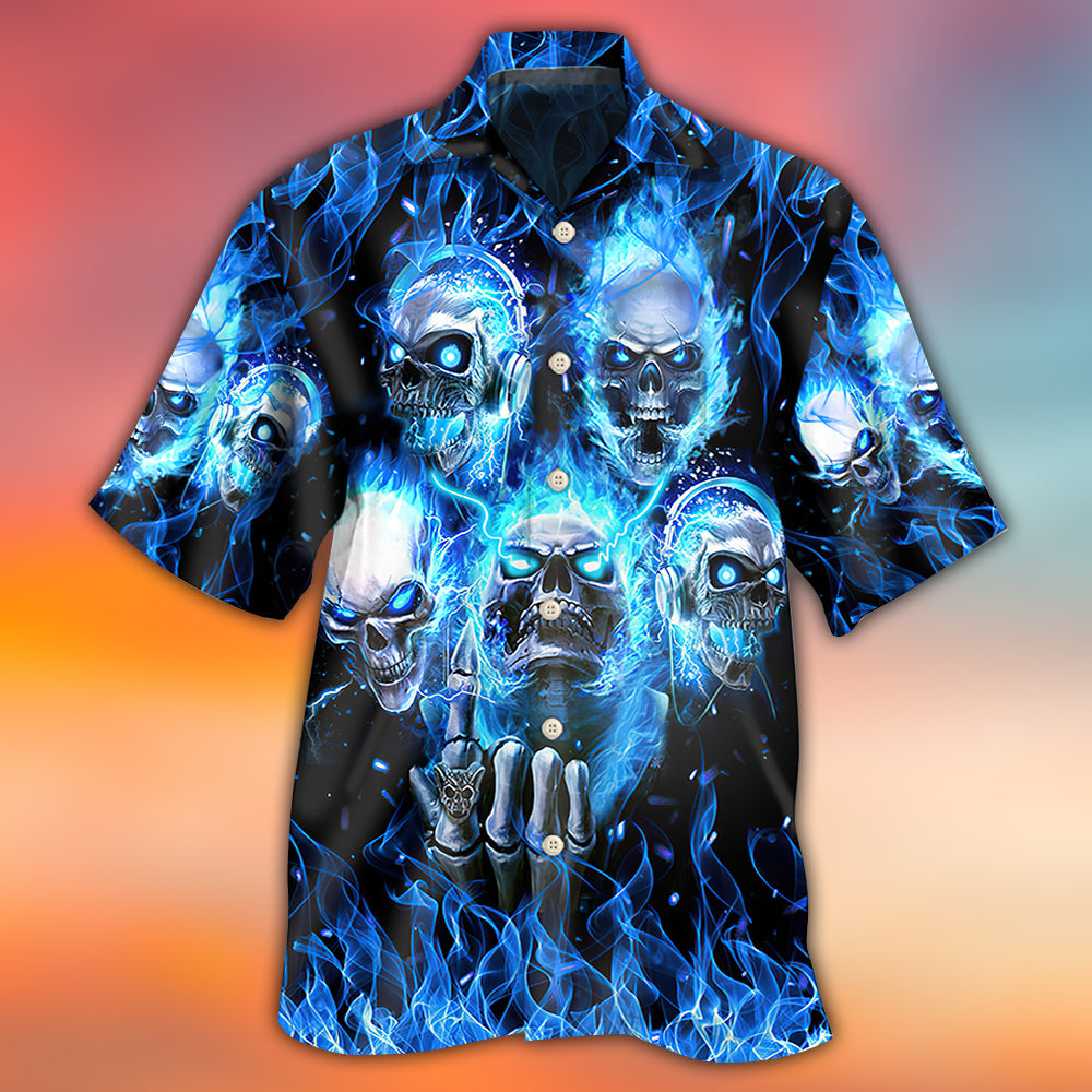 Skull Blue Skull Angry Style - Hawaiian Shirt 