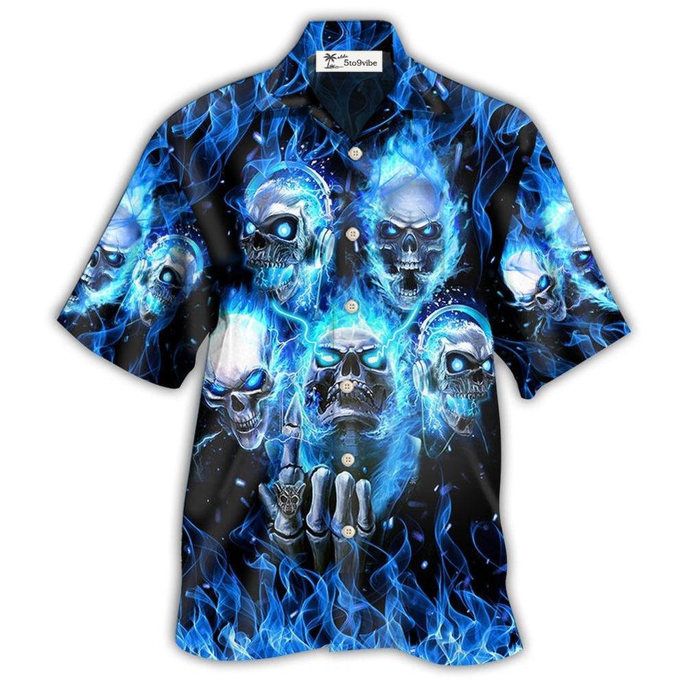 Hawaiian Shirt / Adults / S Skull Blue Skull Angry Style - Hawaiian Shirt 