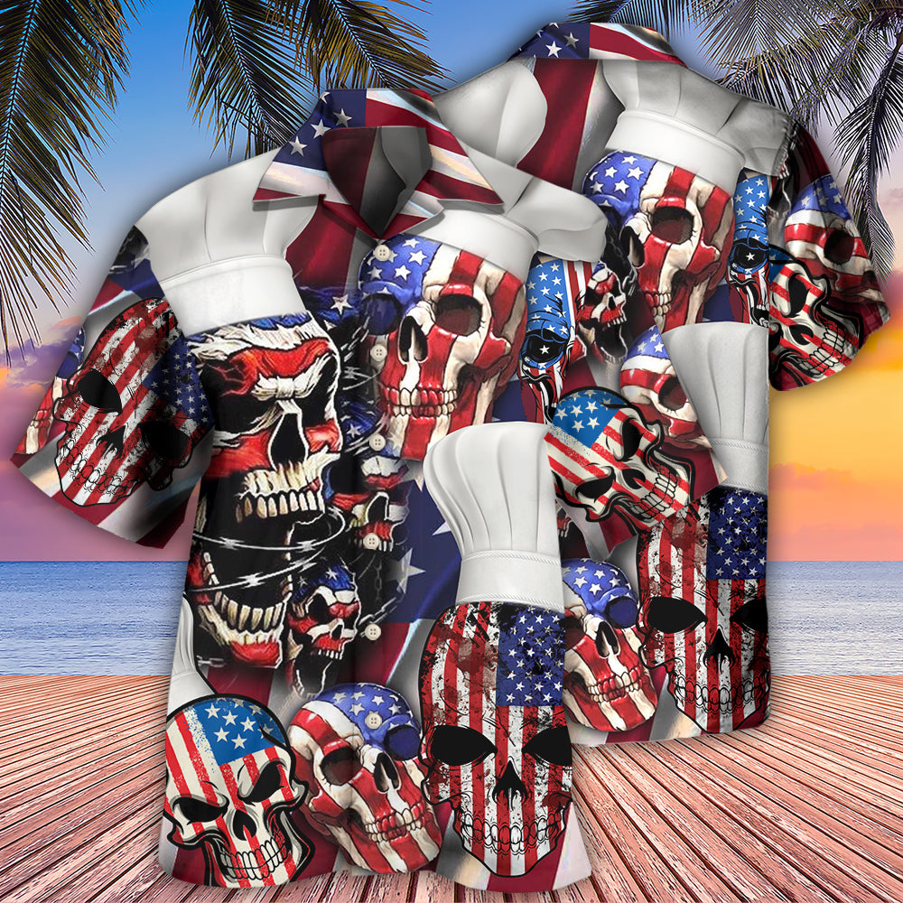 Skull Chef America Independence Day - Hawaiian Shirt 