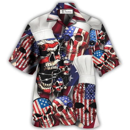 Hawaiian Shirt / Adults / S Skull Chef America Independence Day - Hawaiian Shirt 
